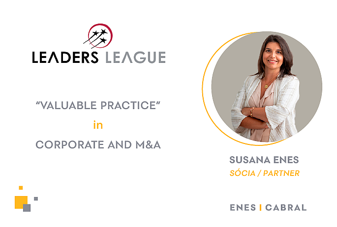 Enes|Cabral distinguida no ranking Leaders League para 2025 na categoria de Corporate and M&A